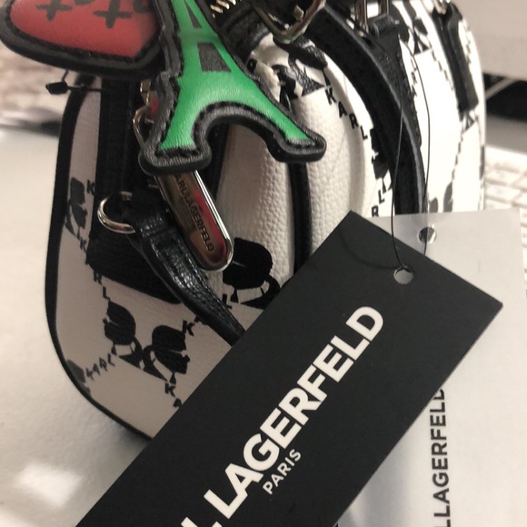 KARL LAGERFELD NWT  Black And white crossbody bag  6” height 6” width 26” strap - Picture 2 of 7